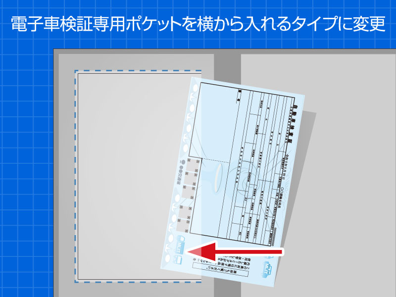 電子車検証専用ポケット「横入れ」変更
